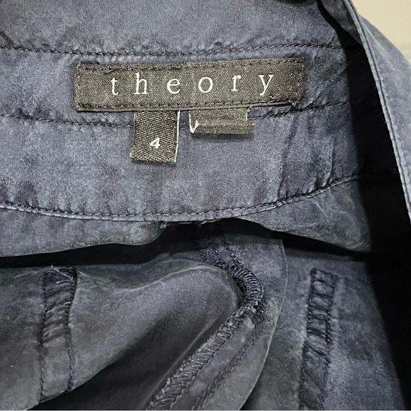 Theory 100% Silk Navy Tapered Pant Minimalist Contemporary Casual - Picture 8 of 10
